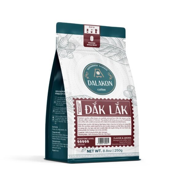 Premium Grade High Roast Robusta Ground Bitter Taste Bag Packaging DALAKON 250g Bold Dark Chocolate Flavor Caffeinated Vietnam