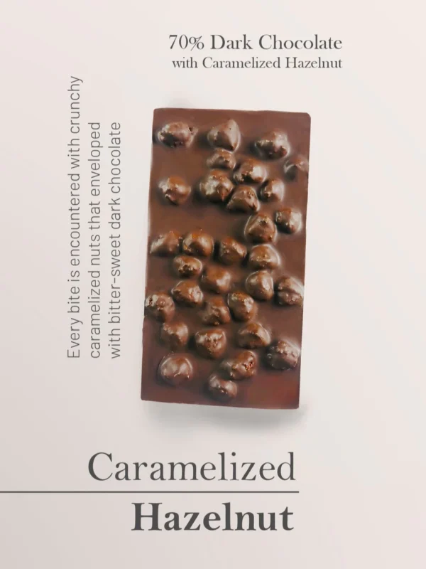 Lemistry 70% Dark Chocolate Bar with Caramelized Hazelnut Cocoa Nut Healthy Food Snacks